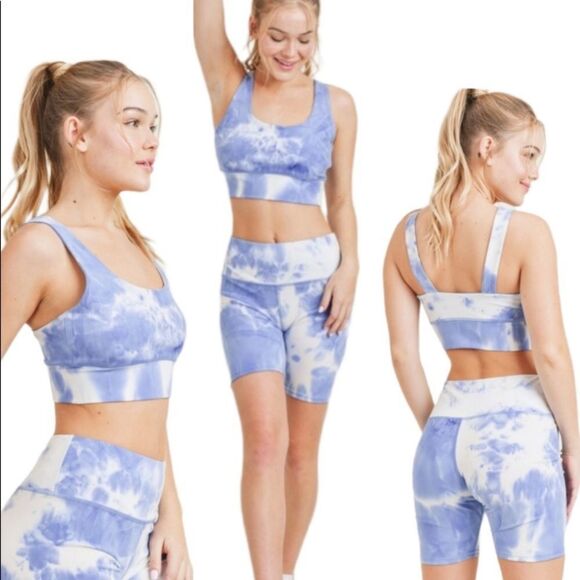 Tie Dye Cloud Bike Shorts & Bra Set - Picture 1 of 2
